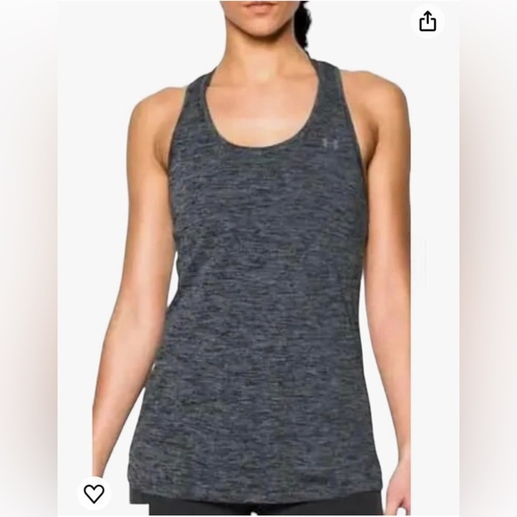 Under Armour UA HeatGear Women’s Gray Black Racerback Tech loose fit Tank Top S - Picture 1 of 7